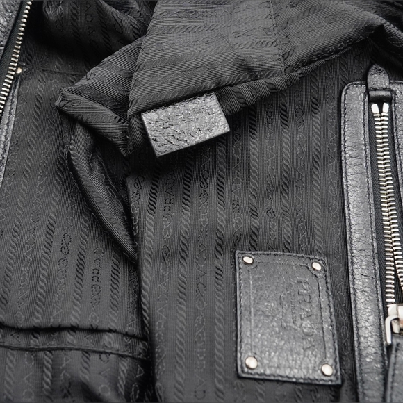 Prada Black Cervo Lux Leather Chain Bowling Bag - Picture 9 of 14